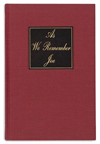 KENNEDY, JOHN F. As We Remember Joe. Signed and Inscribed, to the secretary of the book's publisher, "For Mr. [Edgar B.] Sherrill / wi